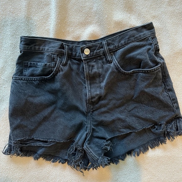 All Saints Women's Black Distressed Denim Shorts - Picture 4 of 6